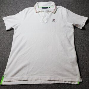 Psycho Bunny Polo Shirt Men’s Sz Large White Embroidered Bunny Logo Short Sleeve